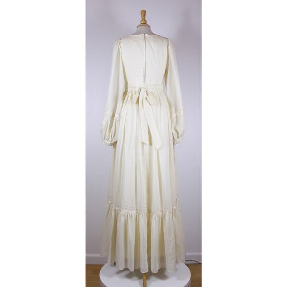 Vintage Gunne Sax Jessica Cream Lace Prairie Maxi Dress Wedding Cottagecore XS/S - Picture 5 of 14